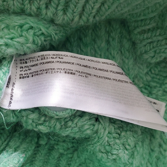 Mango Women's Mint Green Women's Cable Knit Cardigan Sweater Size L - Picture 8 of 11